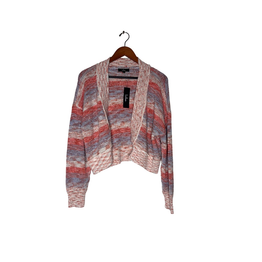 Lulus Striped Cardigan Sweater Women's Size S Cropped Open‎ Front Knit